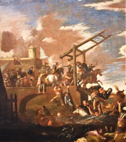 Bataille sous la forteresse - Jacques Courtois (1621-1676) atelier - Romano Ischia
